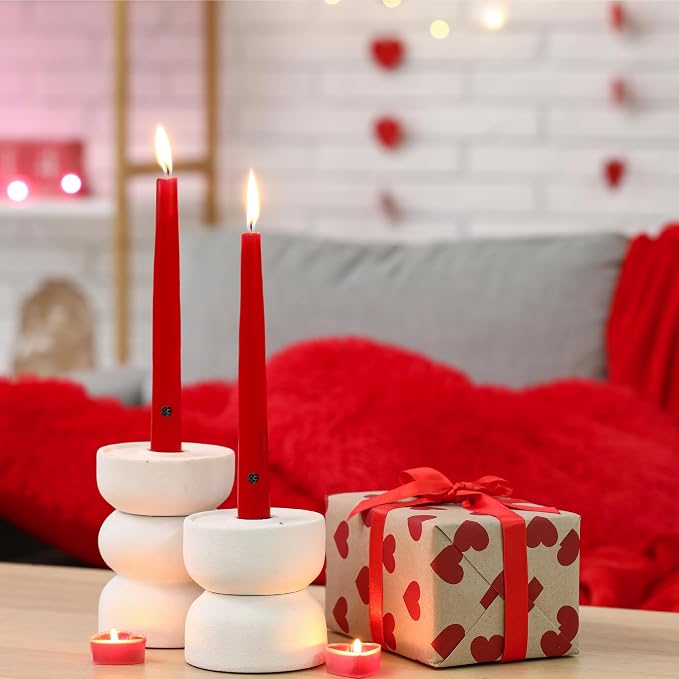 Colonial Candle Valentines Day Candle, Unscented Red Taper Candle, 10 inch, Pack of 2, Up to 8 Hour Burn - Made in The USA