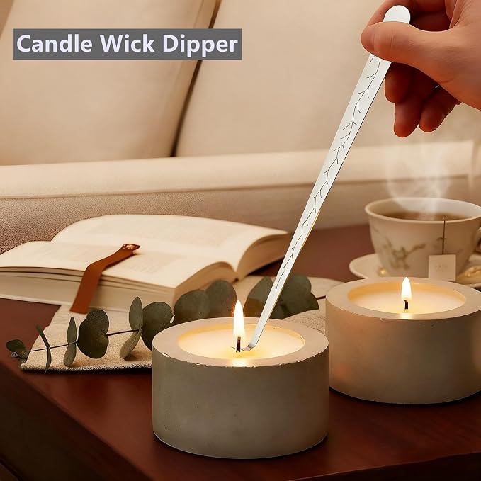 Candle Wick Trimmer Set with Wick Dipper, Copper Nickel Plated Textured Mirror Finish, Aesthetic Candle Accessory for Relaxation & Bedtime Rituals