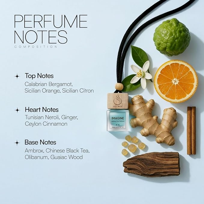 IMAGINE Luxury Car Air Freshener for Men | Perfume Style Car Fragrance Diffuser & Vent Clip | Odor Eliminating Fresh Car Smell Long Lasting Scent Refillable | Premium Car Scent by SCENSE