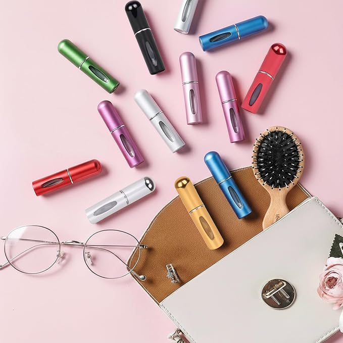 12 PCS Travel Refillable Perfume Atomizer Bottles,5ml Mini Portable Spray Bottles for Travel Accessories,Multicolor Perfume Containers
