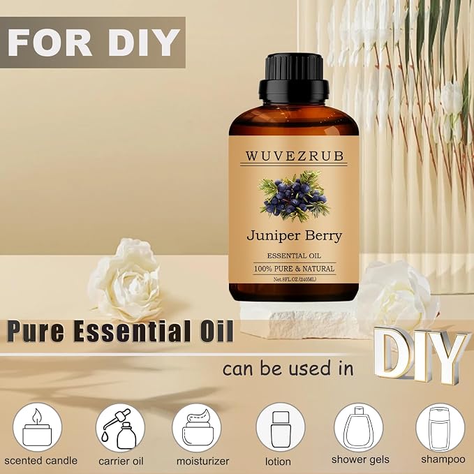 Juniper Berry Essential Oils, 240ML Pure and Natural Essential Oil for Aromatherapy Diffuser - Juniper Berry /8 Fl Oz