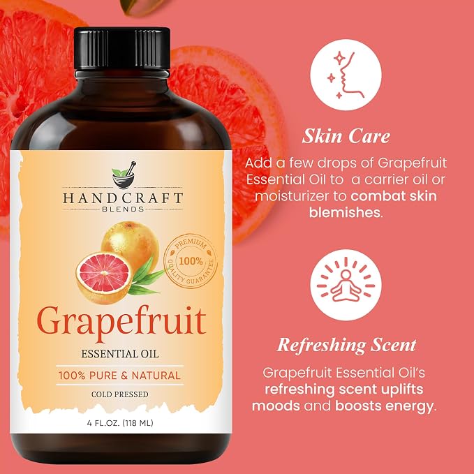 Handcraft Blends Fresh Focus Set: Rosemary and Grapefruit Essential Oils – (2 x 4 Fl Oz) – 100% Pure & Natural – for Diffuser, Aromatherapy, and DIY Projects