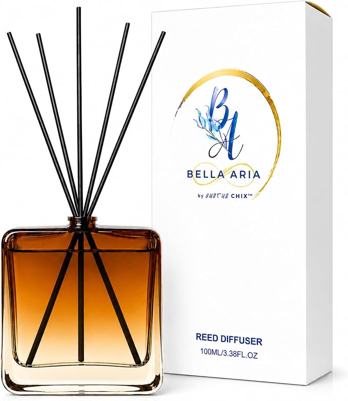 Reed Diffuser Set for Home Fragrance – 100ml Aromatherapy Diffuser with Reed Sticks, Long Lasting Flameless Fragrance for Bedroom, Bathroom & Living Room, Decorative Glass Bottle Home Gift