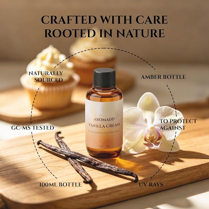 AROMADD Vanilla Cream Diffuser Oil, Warm Vanilla & Caramel Scent, Soft Sweet & Cozy Aroma, Long Lasting Fragrance Oil for Waterless Diffusers & Home Fragrance, 3.38 Fl Oz (100ml)