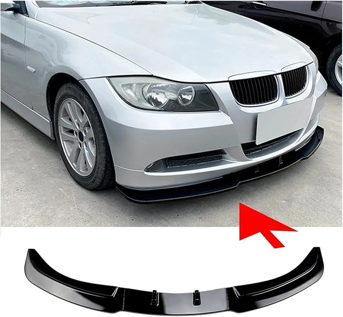 Car Front Bumper Spoiler Lip For BMW 3 Series E90 E91 Standard 2005-2008 Glossy Black 3Pcs Diffuser Splitter Body Kit