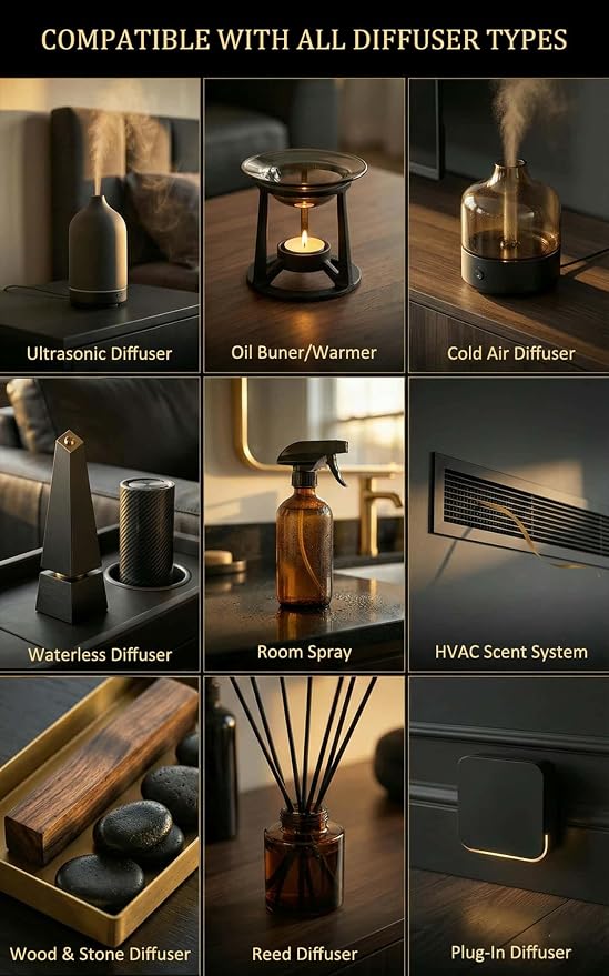 Hotel Diffuser Oil Inspired by Intercontinental Hotel – Fragrance & Essential Oil Blend for Waterless & Cold Air Diffusers – Jasmine, Sweet Orange, Sandal – Long-Lasting Aroma – Home, Spa – 3.38 Fl Oz