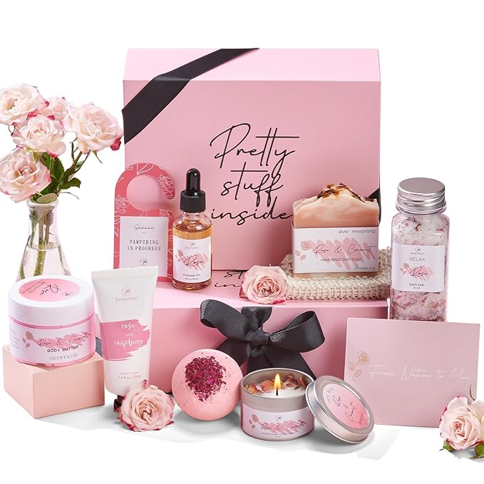 Mother's Day Gift for Mom Spa Gifts Bath Baskets Relaxing Spa Self Care Gift for Women Her Sister Wife Bridal Shower Gifts Box Home Bath Care Package Thank You Birthday for Women Friendship Ideas