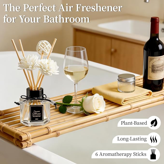 TonJin 2PCS Lavender Reed Diffuser Set 1.7 fl oz with 6 Scent Sticks, Calming Essential Oil Diffuser Sticks for Home, Relaxing Home Fragrance for Bedroom & Bathroom, Natural Non-Toxic Air Freshener