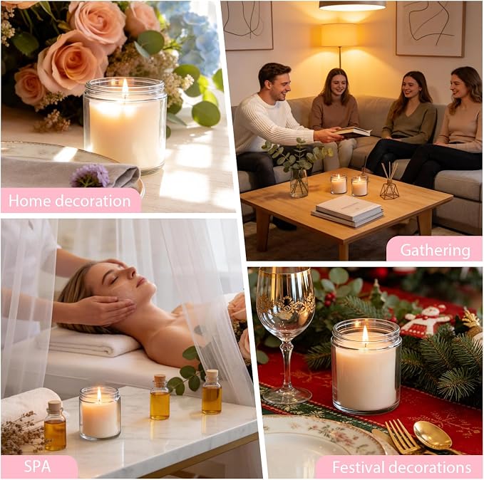 24 PCS 4oz Eucalyptus Scented White Soy Wax Candles | Calming Home Fragrance Gift Set | Bulk Warm Cozy Favors for Weddings, Housewarmings, Holiday Parties