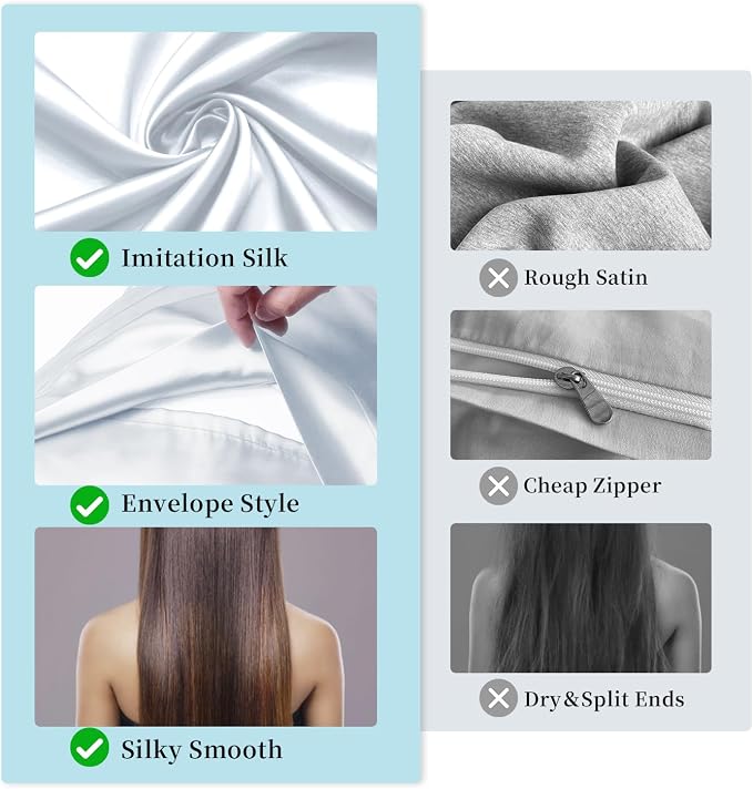 my novel things Satin Pillowcase Gift Set with Silk Satin Sleep Mask 4 Scrunchies, 2Pack Standard Size Pillow Cases Set Luxury Sleeping Gift 7 Pack Set Suitable for Women Birthday Gift