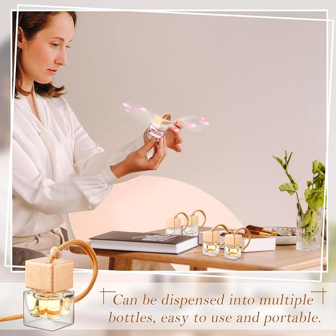 Rtteri 50 Pcs Car Air Fresheners Diffuser for Essential Oil Empty Hanging Bottle Glass Bottles Refillable Perfume Pendant Aromatherapy Fragrance Ornament Decor(Square Style)