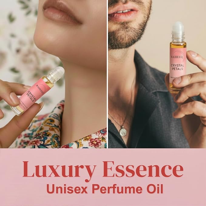 Crystal Petals Perfume Oil Roll-On – Long Lasting Jasmine & Rose Fresh Floral Attar, Concentrated Alcohol Free Luxury Arabian Blend, Premium Unisex Fragrance, 6 ml (0.2 fl oz)