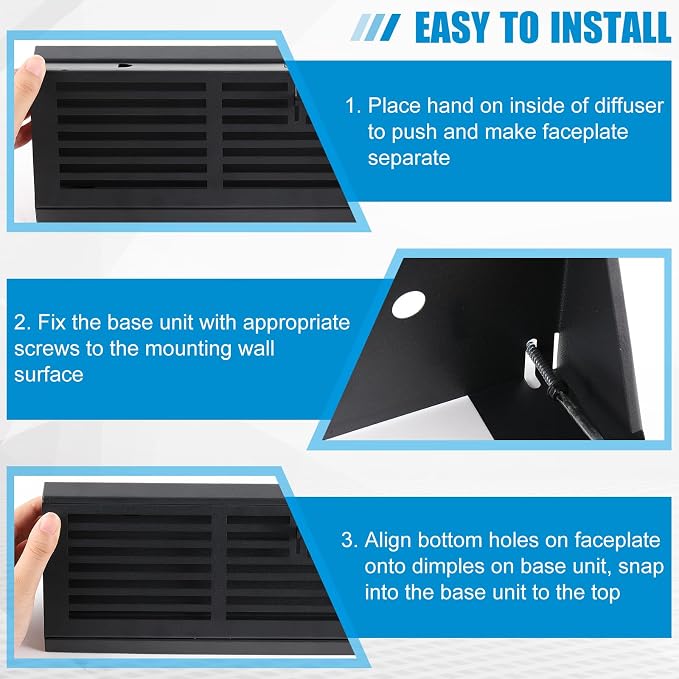 Yaocom 2 Pcs 15 Inch Baseboard Register Duct Opening Size Vent Covers for Home Floor Diffuser Wall Corner Baseboard Air Covers Floor Diffuser Including Screws Easy Installation(Black,Stripes)
