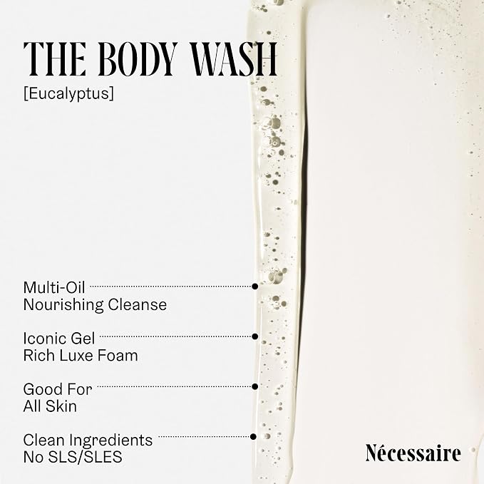 Nécessaire Body Essentials - Skin Care Gift Set For Women + Men - Travel-Size Body Wash, Body Lotion + Deodorant | Dermatologist-Tested. Hypoallergenic | Vegan | Aluminum-Free Deodorant (Eucalyptus)