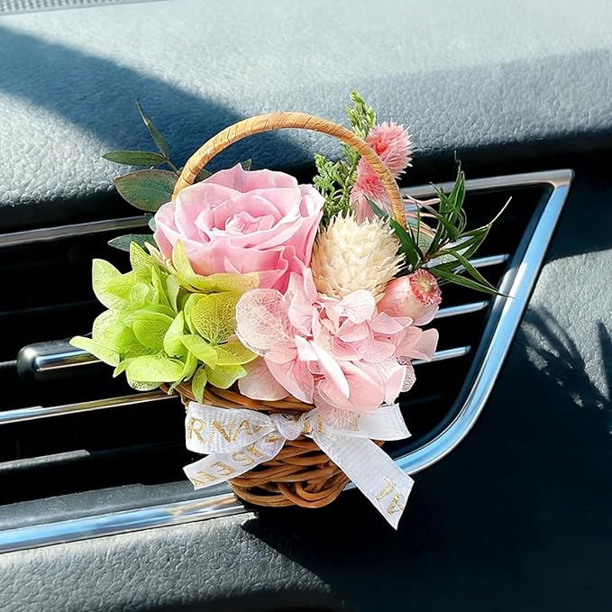 Small Bouquet Car Air Freshener Vent Clips Mini Fresh Flower Bouquet Air Conditioning Outlet Perfume Clip Decoration Essential Oil Diffuser Vent Clip Auto Interior Accessories for Car Decor