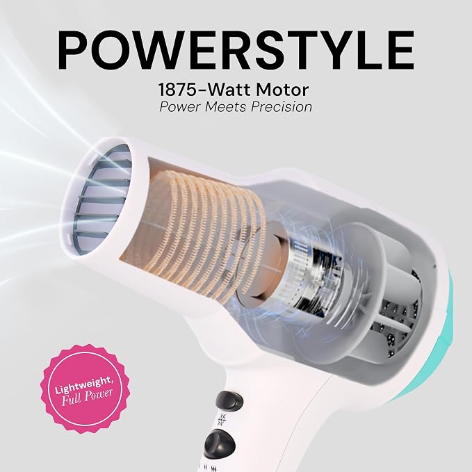 L'ANGE HAIR PowerStyle Turbo Ionic Hair Dryer | 1875 Watt Professional Blow Dryer with Diffuser & Concentrator | Multiple Heat & Speed Settings for Fast Drying | Salon-Grade Styling Tools, White