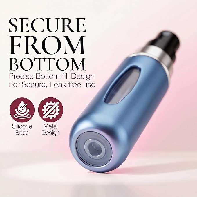 5ml Travel Perfume Bottle Refillable Atomizer Sprayer for Perfume,Leakproof Perfume Atomizer Travel, Portable Refillable Perfume Bottles (Blue, Black, Pink, Silver)