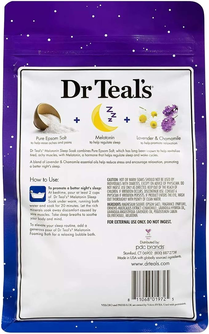 Dr Teal's Salt Bath Variety Gift Set (2 Pack, 3lbs Ea.) - Relax & Relief Eucalyptus & Spearmint, Melatonin Sleep Soak - Essential Oils Blended with Pure Epsom Salt & Melatonin - Promotes Better Sleep