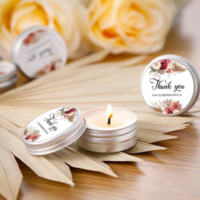MTLEE 50 Pcs Wedding Candles Gift Favors for Guests 1 Oz Lavender Scented Soy Wax Aromatherapy Candle Favors for Bridal Shower Rustic Wedding Party Guests(Dahlia Flowers)
