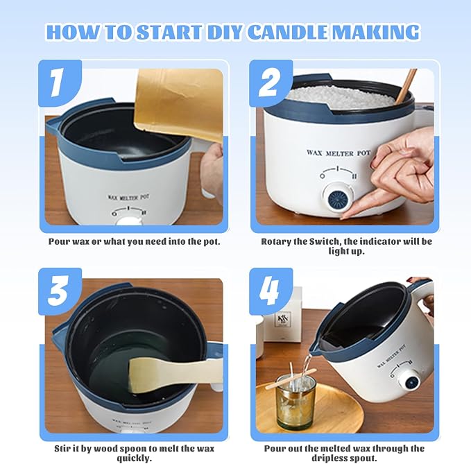 Soy Wax for Candle Making Kit - DIY Soy Candle Making Supplies with 3lbs Natural Soy Wax Flakes, Electric Wax Melter, Thermometer, Wicks, Perfect for Making Your Own Candles