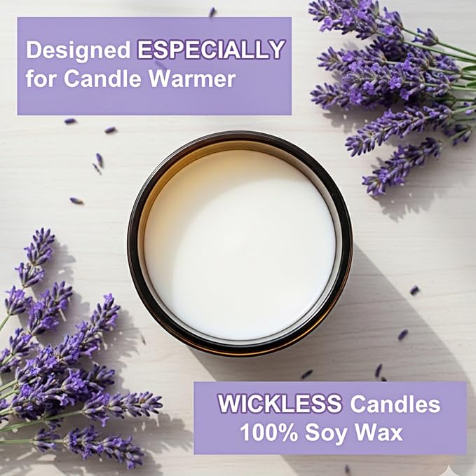 VOHO Lavender Wickless Candles for Candle Warmer Lamp, 9oz Soy Candle with Stirring Spoon & Lid, Wickless Lavender Aroma Ideal for Candle Lamp, Candles Gifts for Women Birthday Christmas Home Aroma
