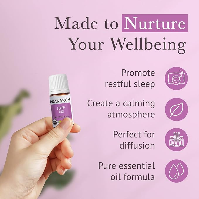 Pranarom - Sleep Aid Essential Oil Blend, Diffuser Oil for Sleep Support, Aromatherapy Oils, Oils for Diffuser for Home, Diffuser Oils with Lavender, Clary Sage, and Spikenard, 2 Pack of 5mL