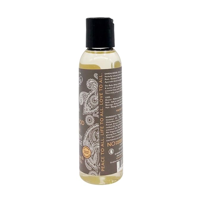 Soothing Touch Organic Bath, Body & Massage Oil, Sandalwood, 4 Fl Oz