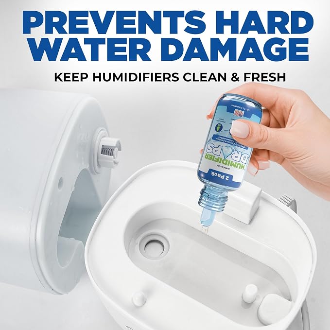 Durabasics [2 Pack] Humidifier Drops for Cleaning - Food Grade Humidifier Cleaner Slows Buildup & Scaling - Cleans & Deodorizes Water - Suitable for All Models - 200+ Day Supply - Made in USA