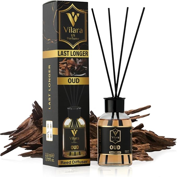 Reed Diffuser Set with Sticks for Home – Bathroom, Bedroom & Office Aromatherapy – Long Lasting Scented Oil Diffuser with Sticks – Luxury Room Fragrance Diffuser 55ml,1.7 fl oz (Oud Pack 3)