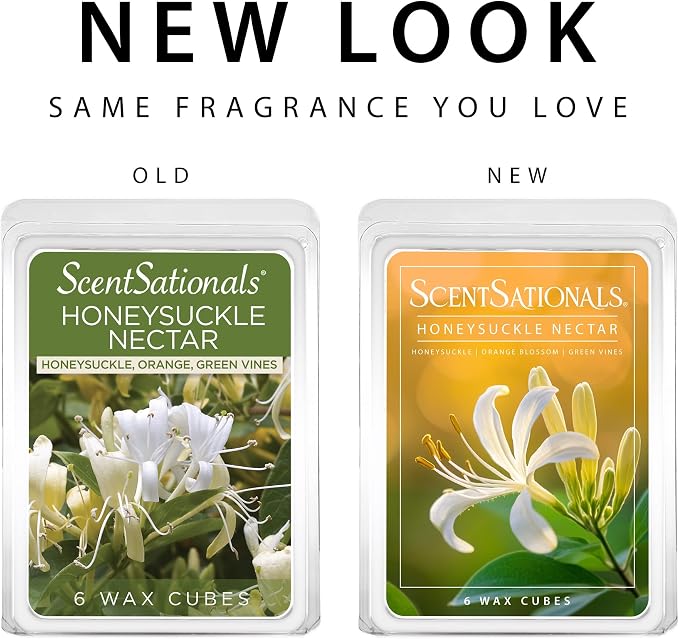 ScentSationals Honeysuckle Nectar Scented Wax Melts - Honeysuckle, Green Vines, & Orange Blossom, 10oz (24 Cubes)