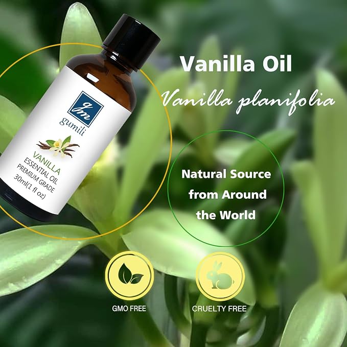 GM Gumili Vanilla Essential Oil – 1 Oz Vanilla Oil for Skin & Diffuser | Home Fragrance Oil for Body, Lotion, Candles, Soap, Dryer Balls, Slime & More
