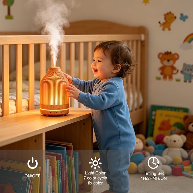 Diffuserlove Essential Oil Diffuser,150ML Small Aroma Humidifier with 1H/2H/4H Timer,Cool Mist & 7 Colors Night Light,Decor Diffuser Ready Gift for Home Office Bedroom