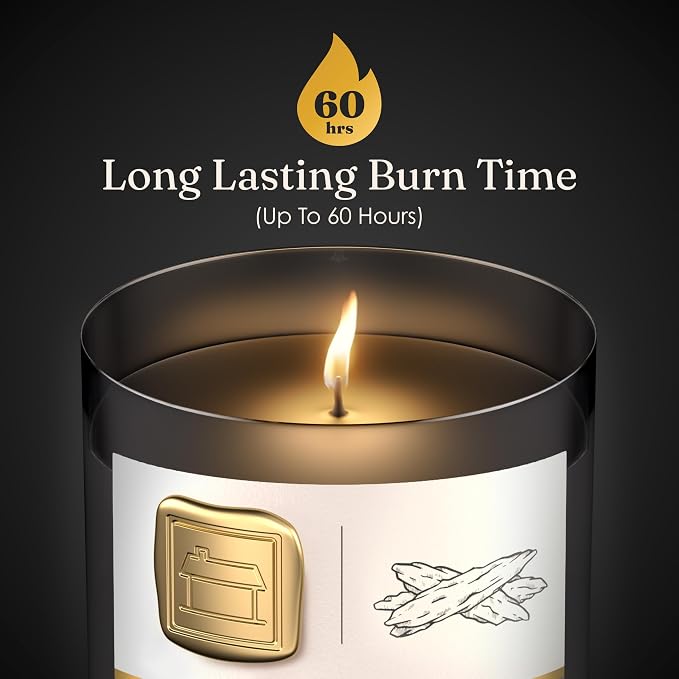 Large Oud Candle - Candle Gift for Women & Men with Lid - (280g/60hr) Long Burn Time with Oud, Rose, Bamboo & Eucalyptus - Organic & Vegan Scented - Relaxation, Aromatherapy & Wellness