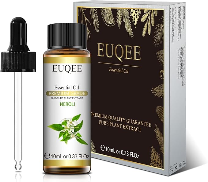 EUQEE Neroli Essential Oil 10 ml Pure Essential Oil with Glass Dropper for Diffusers, Aromatherapy, Candle & Soap Making - 0.33 Fl oz