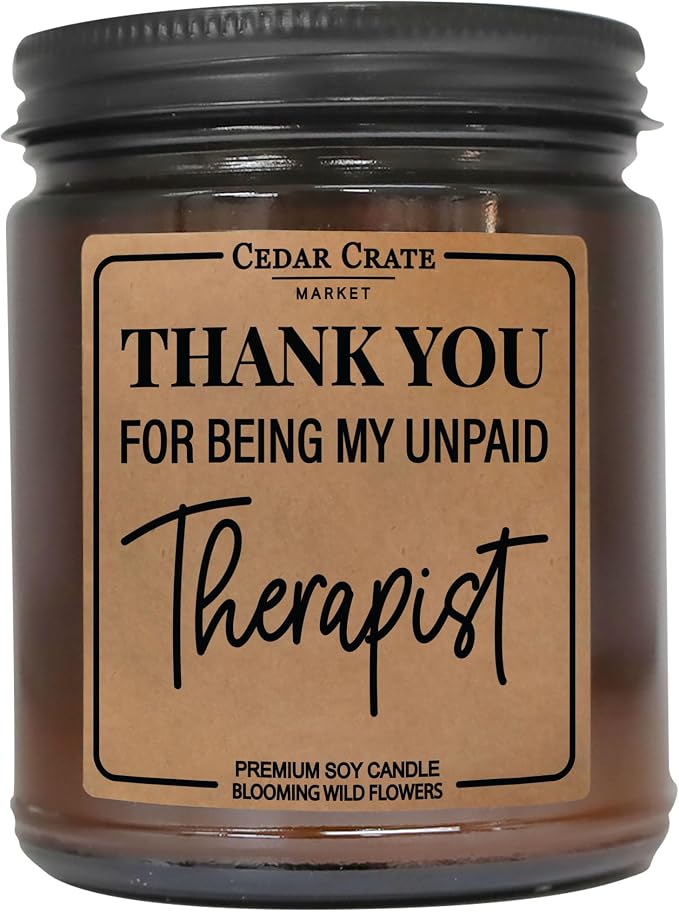 Gift for Best Friend | Thank You for Being My Unpaid Therapist | Scented Candle Gift Idea for Best Friend, BFF, Sister, Mom, Girlfriend, Boyfriend on Birthday, Christmas Candles -Blooming Wildflowers
