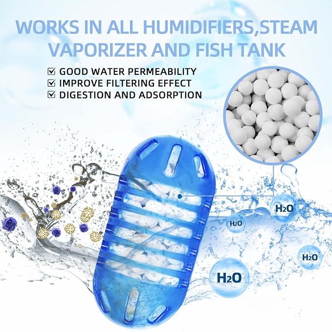 15 Pack Universal Humidifier Cleaner, Demineralization Cartridge for Humidifier Compatible with All Humidifiers and Fish Tanks Cleaning Ball, Water Softener Cleaner, Reduce Scale and White Dust, Blue