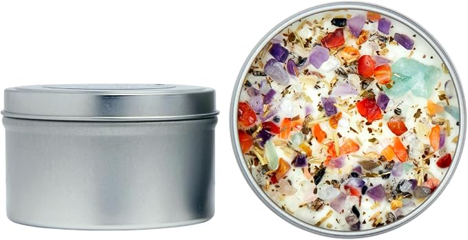 Creative Magic Candles by New Moon Beginnings - Focus, Creativity, & Concentration - Herb & Crystal Candles - Soy Aromatherapy Candle - 8oz Tin