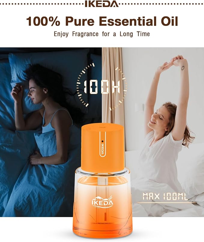 Smart Car Aroma Diffuser | 100ml Essential Oil Diffuser with Lavender Scent | 3-Mode Car Diffuser |Strong Scent Car Freshener | Car Air Fresheners for Men Women (Orange)