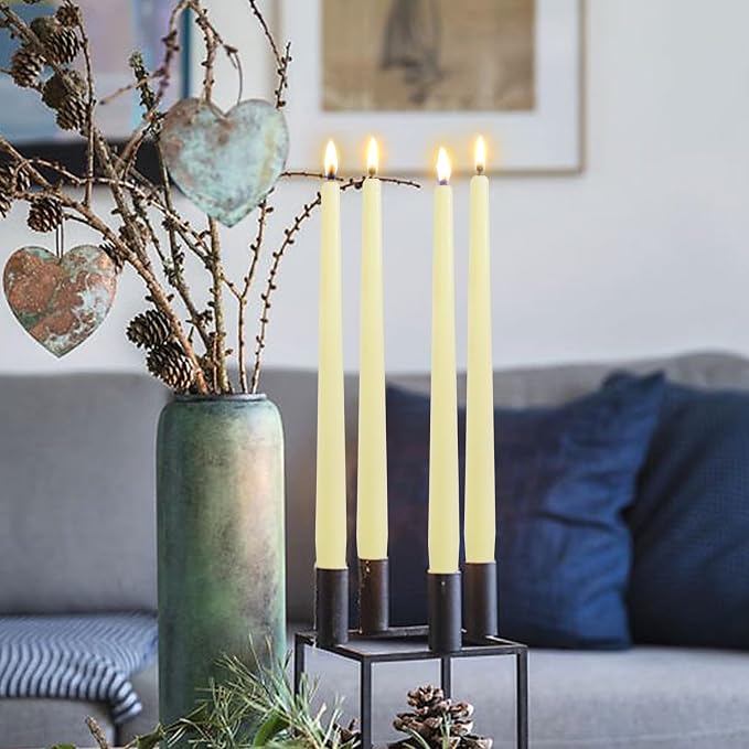 Candlesticks Long Taper Candle,Vanilla Scented 10 Inches Yellow Candle Sticks Smokeless Tapered Candles for Home Décor Holiday Gifts