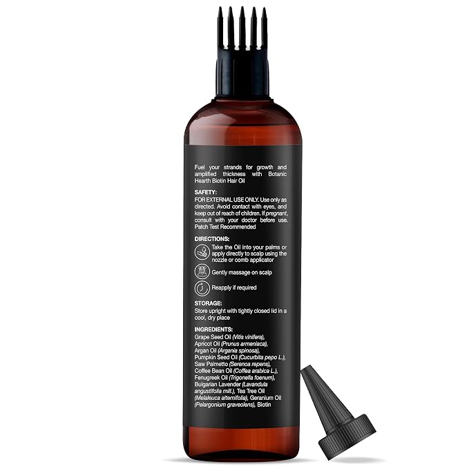 Botanic Hearth Biotin Oil for Hair Growth & Hair Treatment Oils | Strengthening Dry, Frizzy, Damaged Hair & Scalp Treatment | 6.7 Fl Oz