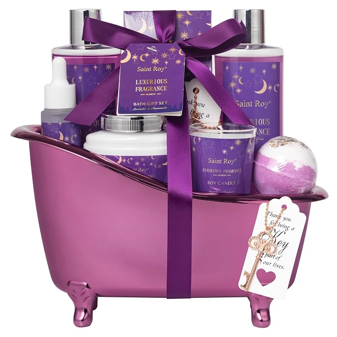 Spa Gift Basket Bath Basket Spa Kit Spa Gifts for Women, Bath and Body Basket Set 10pcs Self Care Kit Lavender Scent Birthday Gifts Skin Care Set, Christmas Gifts, Beauty kits Bridal Shower