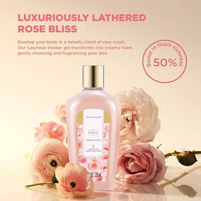 Spa Luxetique Spa Baskets for Women Gift, Womens Spa Gift Baskets, 15pcs Rose Spa Sets, Spa Kit Includes Body Oil, Bubble Bath, Bath Sets for Women, Mothers Day Gifts