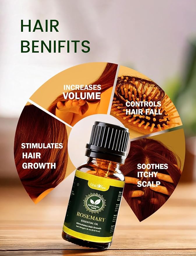100% Pure Rosemary Essential Oil for Hair - Nourishing Rosemary Oil - 1 Pack Ideal for Women & Men - 15 ml