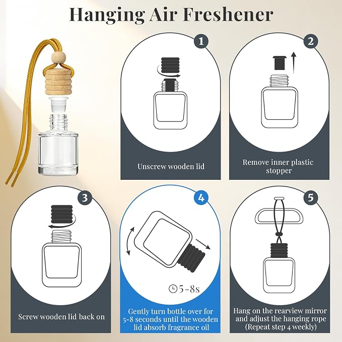 Car Air Fresheners, Colomix Hanging Car Freshener Diffuser Inspired by Hotel Marriott, Long lasting Car Odor Eliminator 2 Packs, Car Freshener Accessories for Rearview Mirror