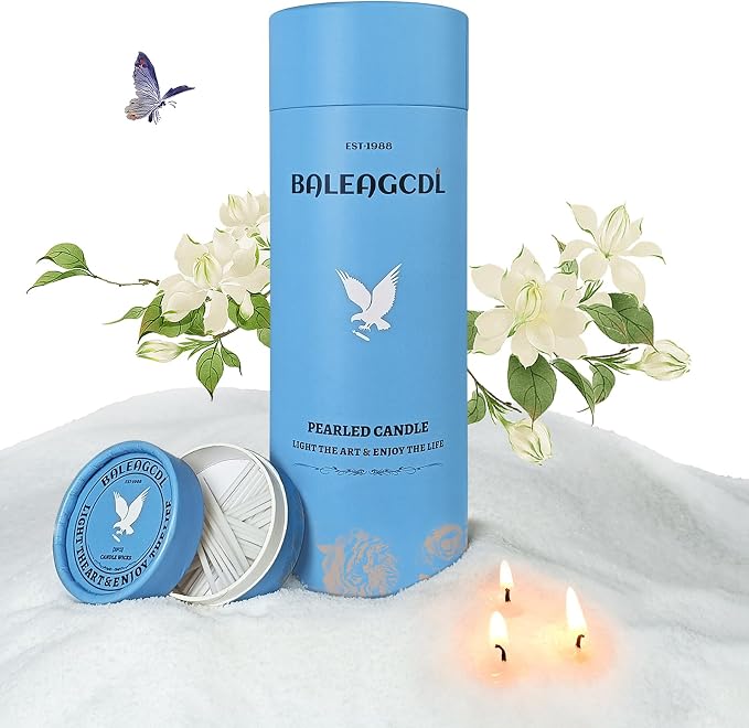 Pearled Candle 18oz(1.1lb) with 30 Cotton Wicks - Gardenia Tranquility Scented Powder Wax Refillable Candles Burns up to 120 Hours Non Toxic for Candle Making Wedding Decorations