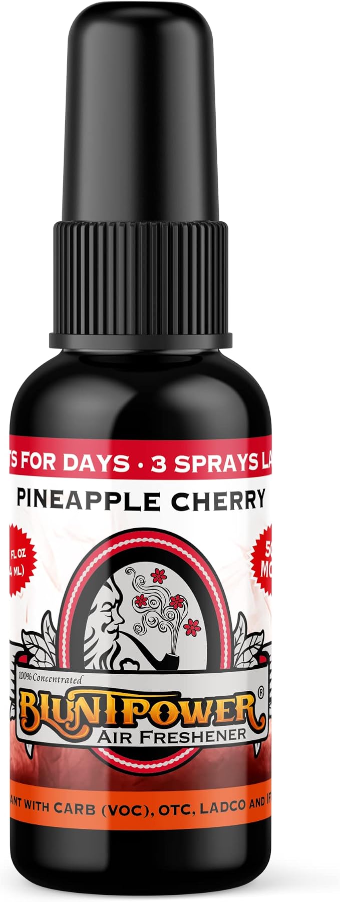 BluntPower (Pineapple Cherry, 1 Pack) Concentrated Air Freshener for Room and Car Spray - Oil-Based Diffuser Spray Bottle - Long-Lasting Bathroom Spray, Car Freshener, & Odor Eliminator Spray