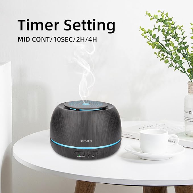 SEEDSEEL 300ML Essential Oil Diffuser,Ultrasonic Aromatherapy Diffuser, 7-Color Gradient Lights, Remote Control, 8 Hours Run Time, Suitable for Home,Office