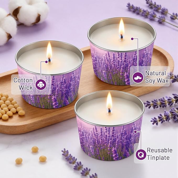 Lavender Candle for Women 3 Pack, 2.2oz Lavender Scented Candles for Sleep Relaxation, Natural Soy Wax with Essential Oils, Birthday Gifts Mothers Day Candle for Women Mom