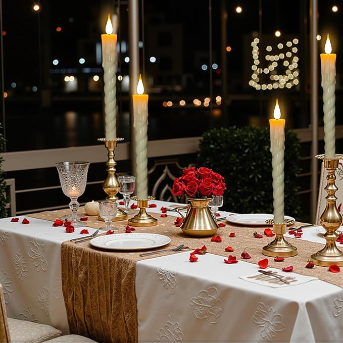 Flameless Taper Candles with Remote,Timer, Dimmer,9.7 Inch Ivory 6 Pack LED Candlesticks,Realistic Wax Drip,Taper Candles Battery Operated Flickering for Christmas Wedding Halloween Home Decor