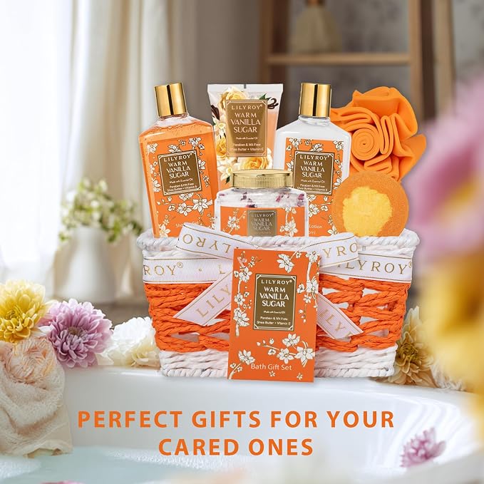 7Pcs Moisturizing Vanilla Spa Kit Bath Gifts Set Spa Gift Baskets for Women